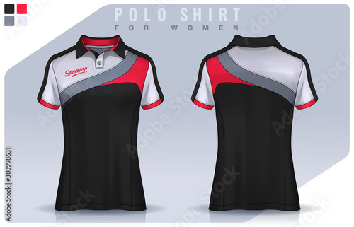 t-shirt sport design for women, Soccer jersey mockup for football club.  Polo Uniform template.