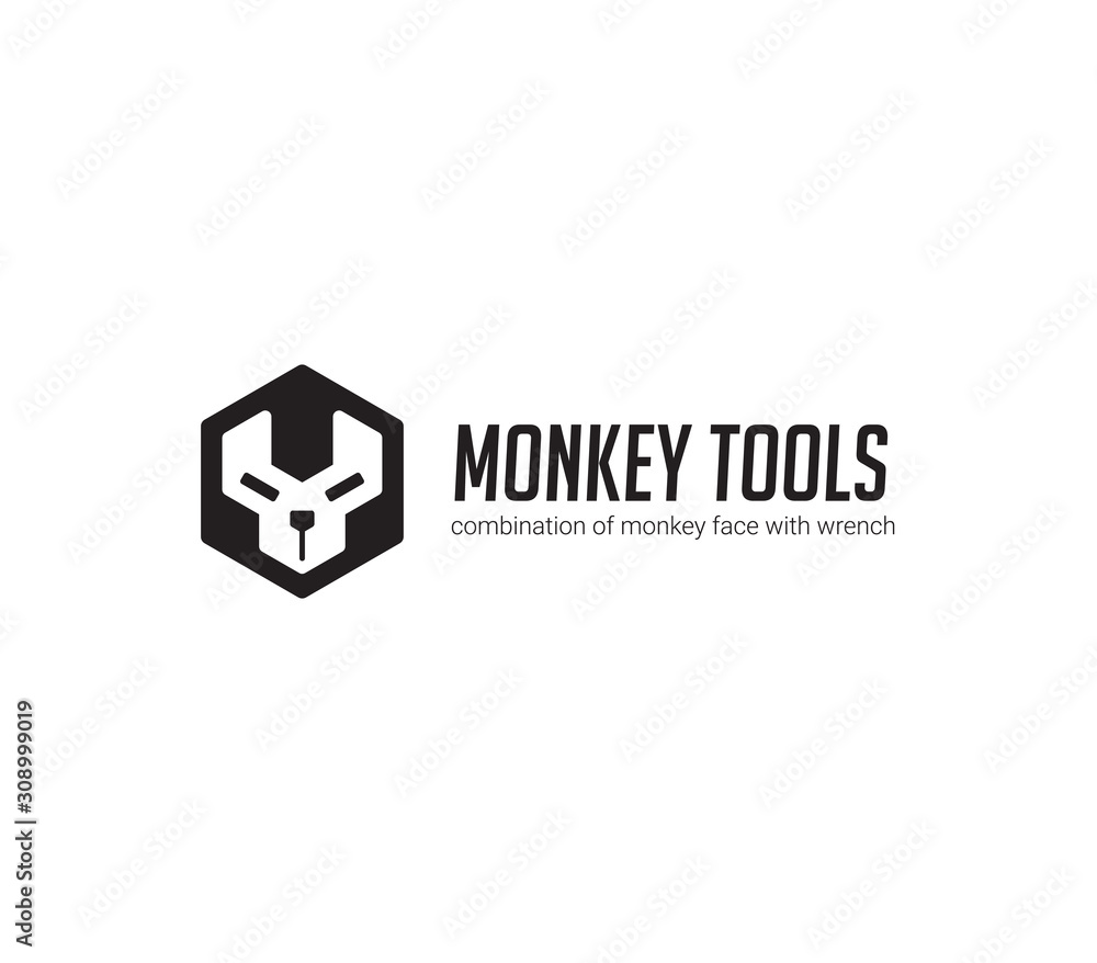 Monkey face inside the wrench. Vector Illustration Monkey face inside the wrench. Vector Illustration