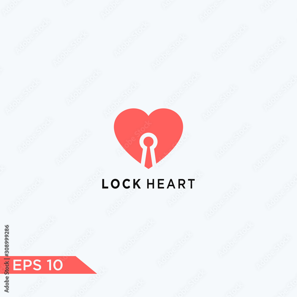 Heart lock logo design. Love security icon vector Heart lock logo design. Love security icon vector