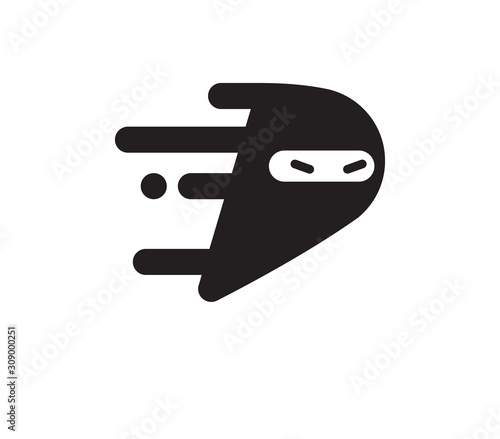 Abstract Ninja with letter base D. Isolated Vector Illustration