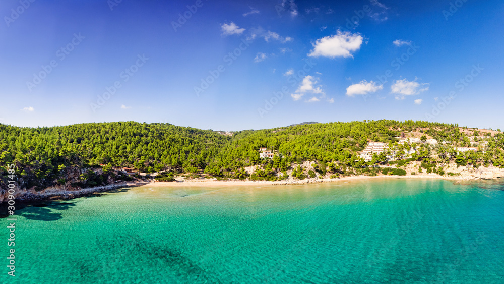 The beach Chrisi Milia of Alonissos from drone, Greece