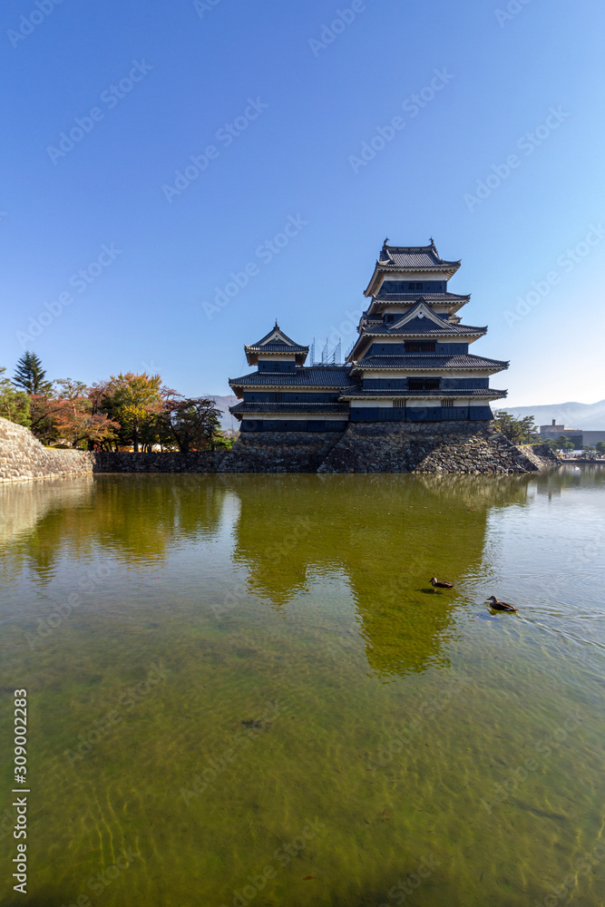 Matsumoto castle, a designated National Treasure of Japan, and the oldest castle donjon remaining in Japan. Construction began in 1592 and it is also known as Crow Castle, Japan.