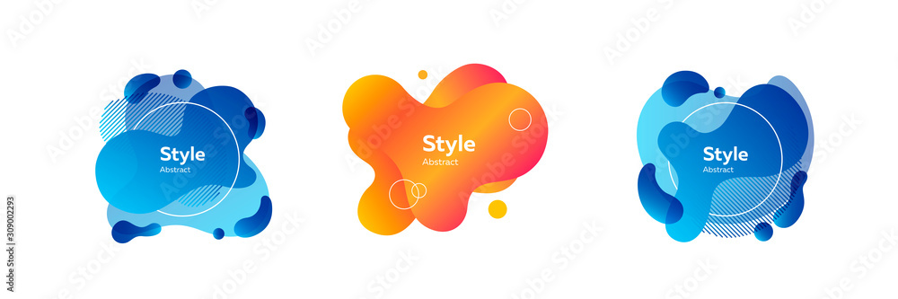 Set of unique abstract graphic figures. Design template for logo, flyer or presentation. Abstract form dynamic composition. Modern style vector illustration