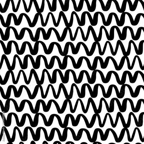 Seamless parallel lines waves pattern. Wavy zigzag background. Hand drawn abstract wallpaper for your design. EPS 8
