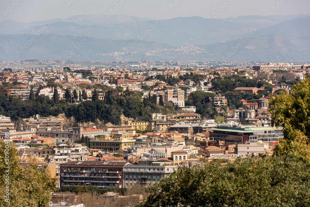 beautiful panorama of Rome, architecture and environment