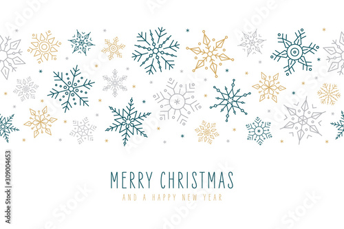 Christmas snowflakes elements ornaments decoration greeting card on isolated white background
