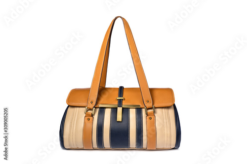 Orange female bag on white background