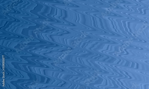 Classic Blue Glitch Ripples Vector Background. 2020 Color of the Year. Gradient Distorted Wavy Stripes Pattern. Abstract Fluid Texture with Reflection Shadows on the Surface.
