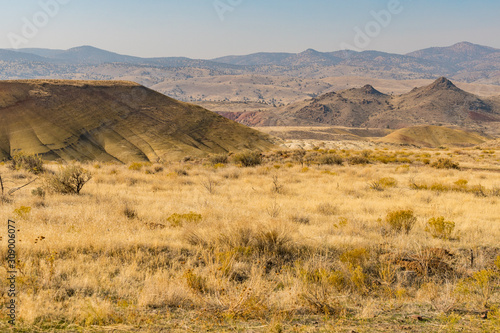 Views of the arid and colorful landscape of Painted Hills