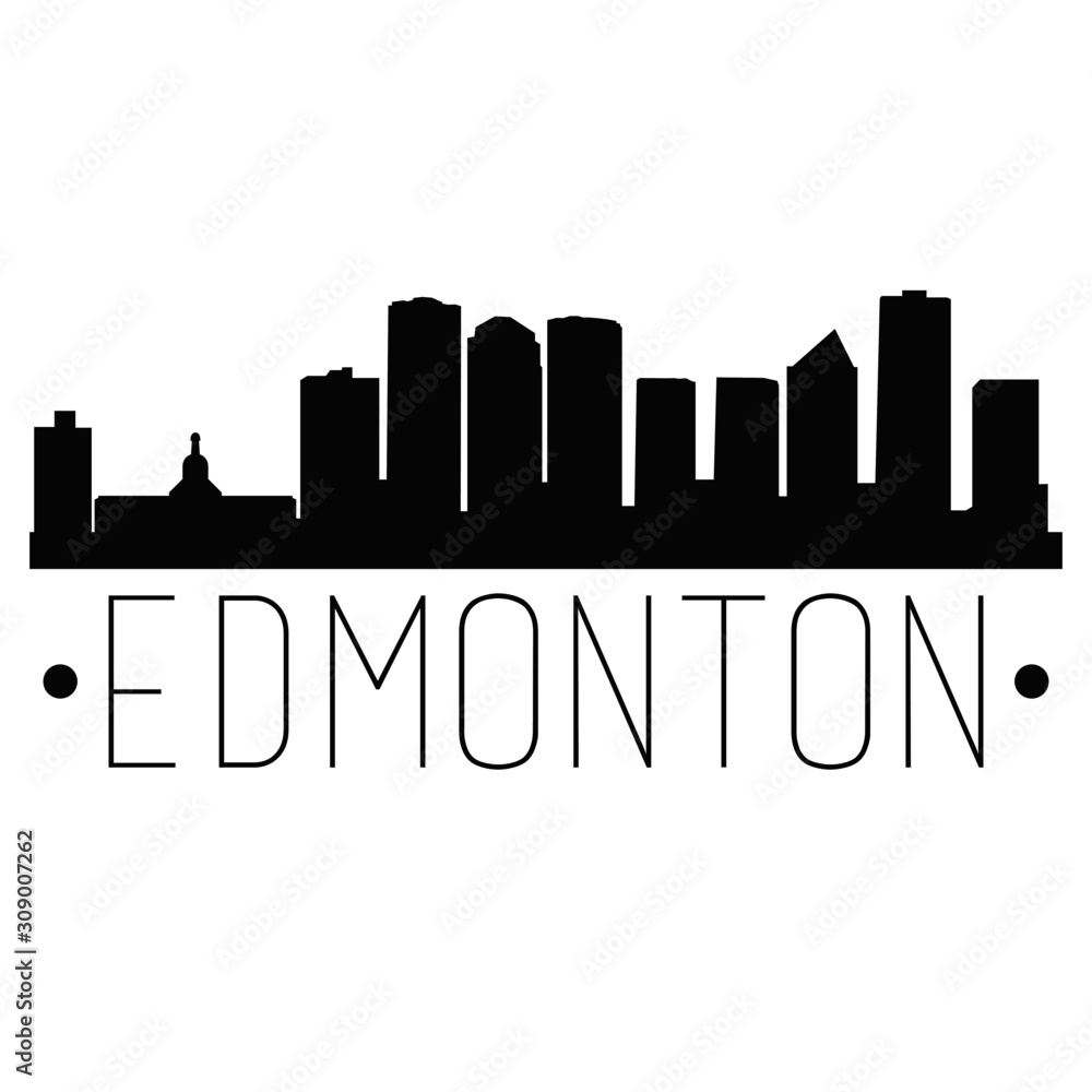 Edmonton Canada. Banner Design. City Skyline. Silhouette Vector. Famous Monuments.