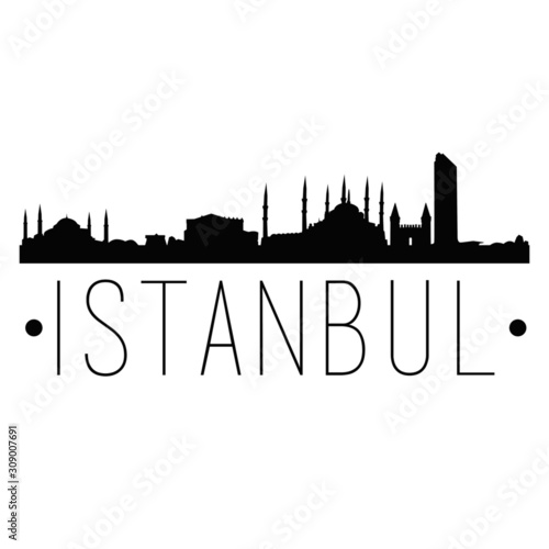 Canvas Print Istanbul Turkey City Skyline Silhouette City Design Vector Famous Monuments