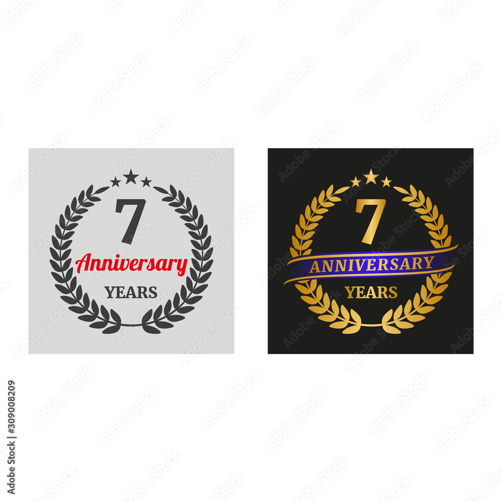 Fototapeta premium Anniversary laurel wreath in two versions.