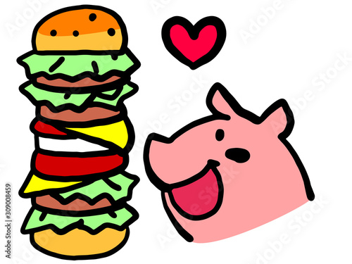 大食いのブタのイラスト