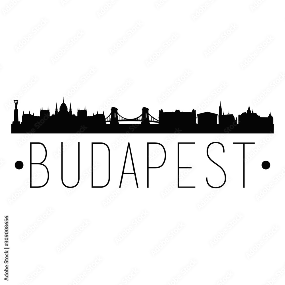 Budapest Hungary City Skyline Silhouette. City Design Vector Famous Monuments.