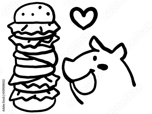 食いしん坊のブタの線画