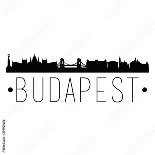 Budapest Hungary City Skyline Silhouette. City Design Vector Famous Monuments.