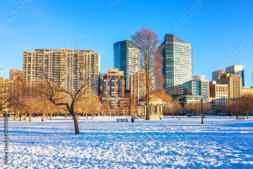 View on Boston common at winter