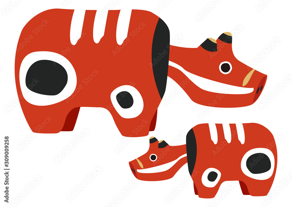 赤べこ 牛のおもちゃのイラスト 日本の置物 会津地方のお土産 Stock Vector Adobe Stock
