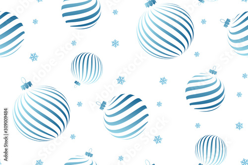 Christmas seamless background with balls and snowflakes. Vector illustration.