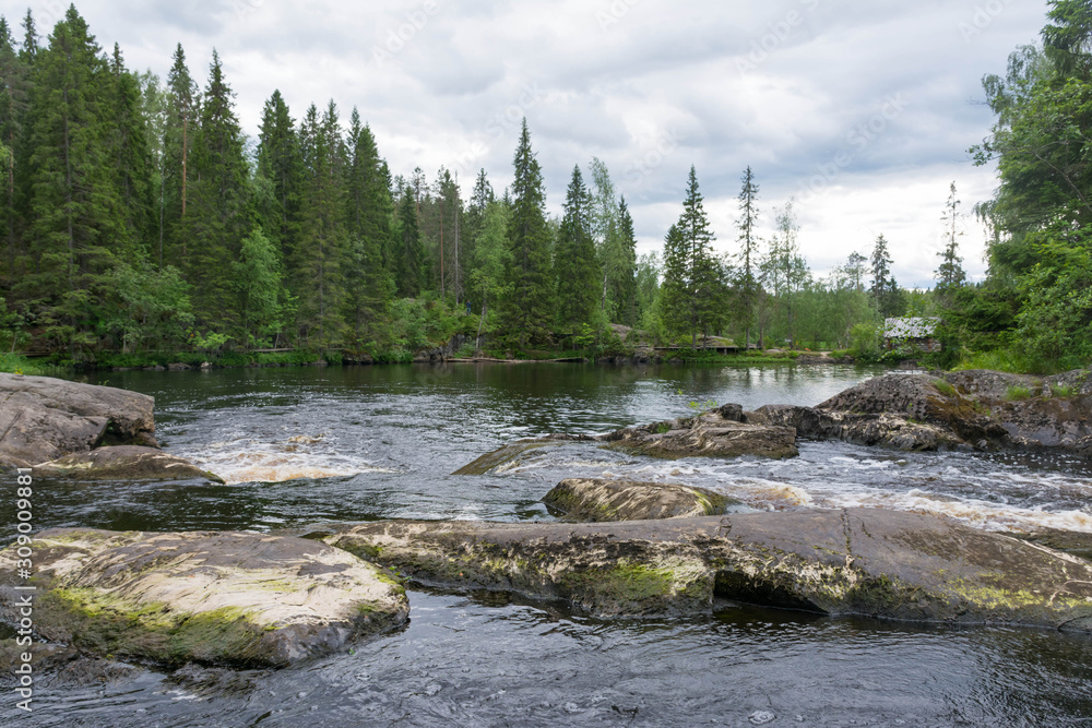view of the waterfall Park in Ruskeala in Karelia view of the waterfall Park in Ruskeala in Karelia