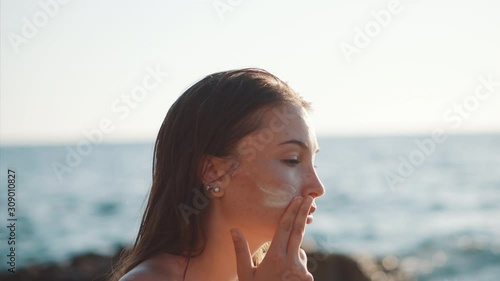 Protect face skin with sunblock