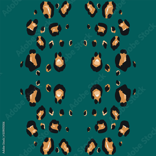 Yellow Jaguar Vector Seamless Pattern. Green 