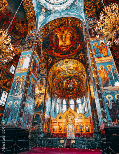 ST. PETERSBURG  RUSSIA FEDERATION - JUNE 29 Interior of Church Savior on Spilled Blood . Picture takes in Saint-Petersburg  inside Church Savior on Spilled Blood   on June 29  2012.