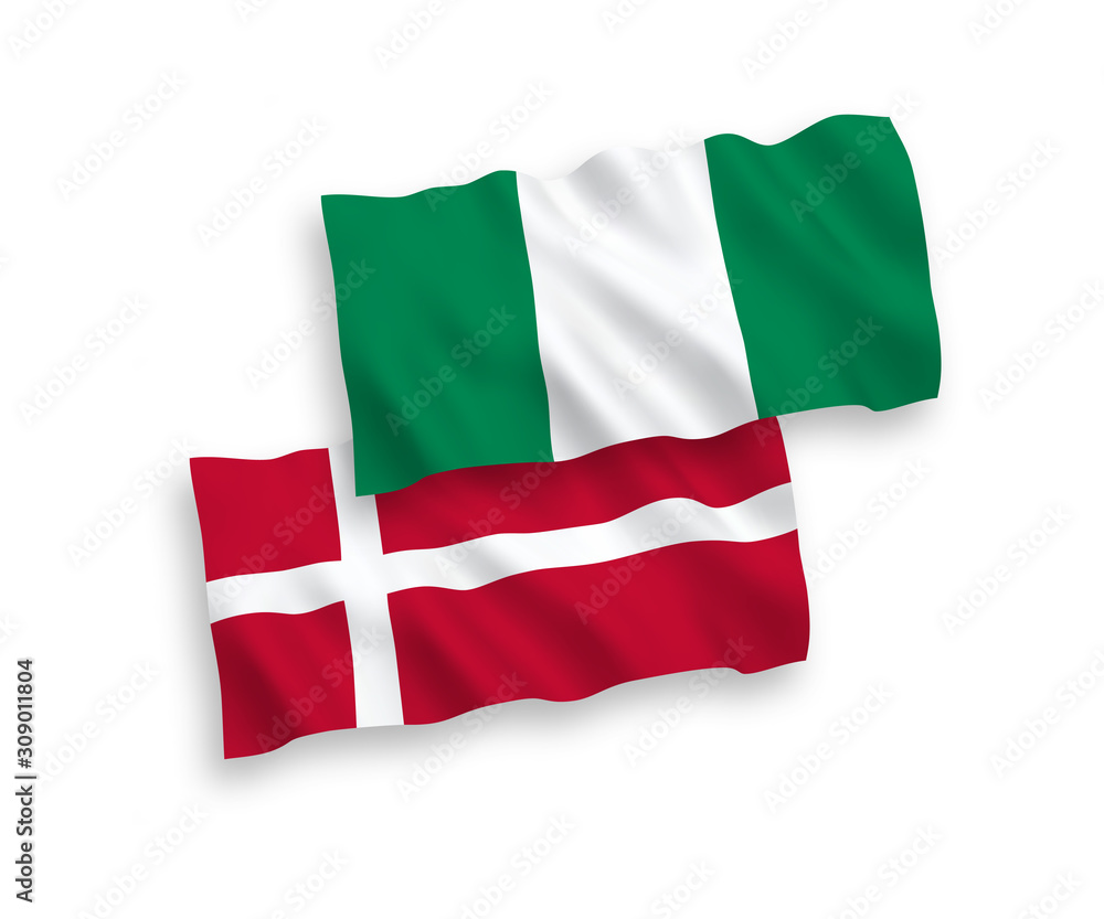 Flags of Denmark and Nigeria on a white background