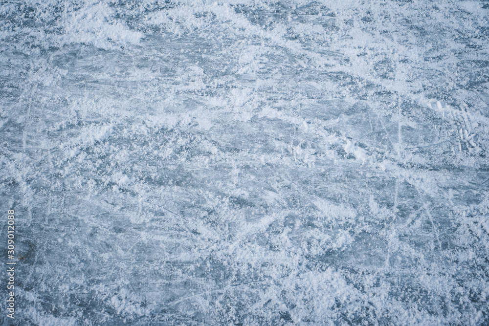 Blue ice with skate scratches Blue ice with skate scratches