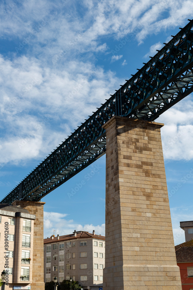 Fototapeta premium Redondela,Spain,9,2014; It is defined by the image of its railroad viaducts and for being a stage of the Portuguese road to Santiago