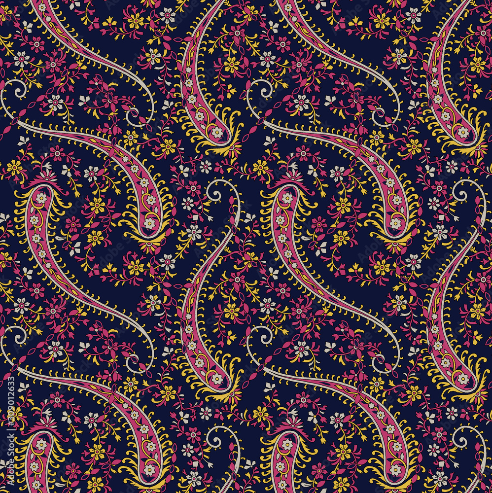 seamless traditional paisley floral background