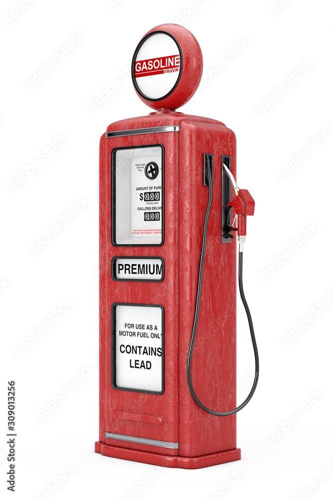 Red Retro Gas Pump. 3d Rendering Red Retro Gas Pump. 3d Rendering