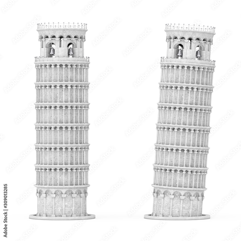Leaning Pisa Tower. 3d Rendering