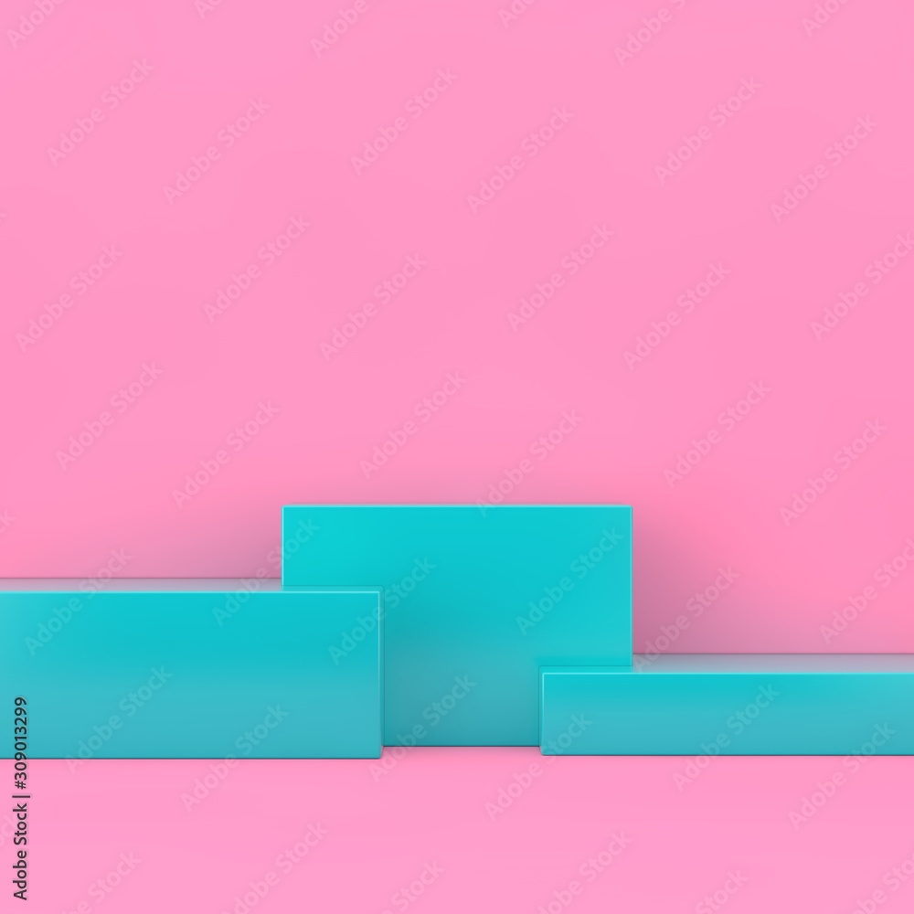 Blue Winners Podium Duotone. 3d Rendering