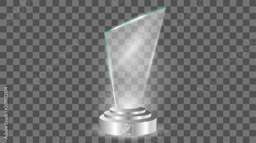 Glass Award template. isolated on transparent background. Vector blank glass trophy award