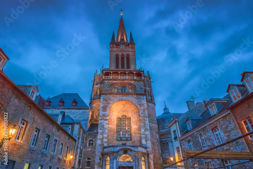 Tower od Aachen Cathedral during Blue Hour 