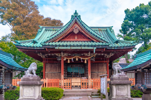 Tourists are traveling into the Ozaki shrine in Kanazawa.