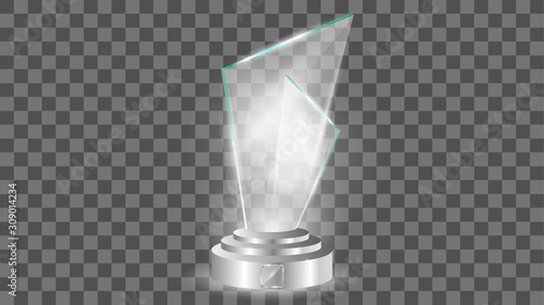 Glass Award template. isolated on transparent background. Vector blank glass trophy award