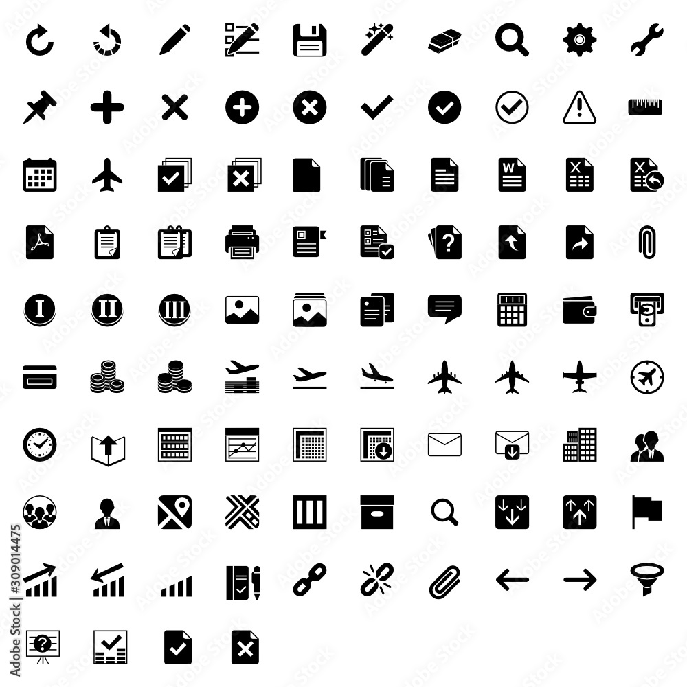 Set of vector business market icons Set of vector business market icons
