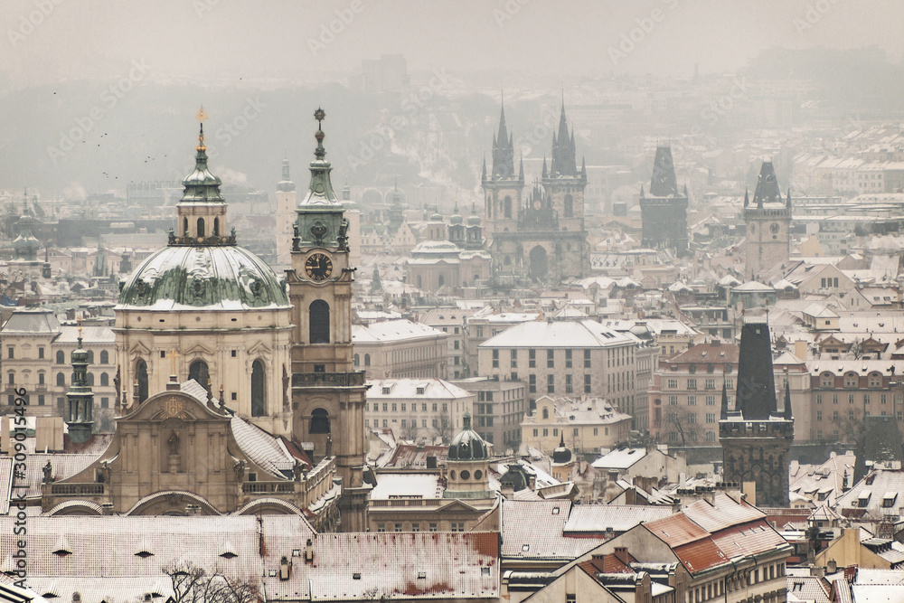 view of old town prague in winter