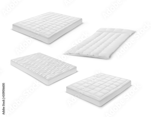 Mattress, orthopedic latex and foam models, 3d realistic set
