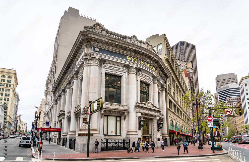 Wells Fargo Bank building in downtown San Francisco, California