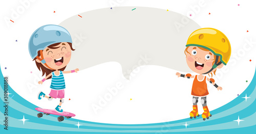Little Happy Kids Making Sport