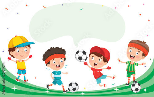 Little Happy Kids Making Sport