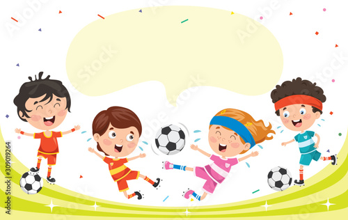 Little Happy Kids Making Sport
