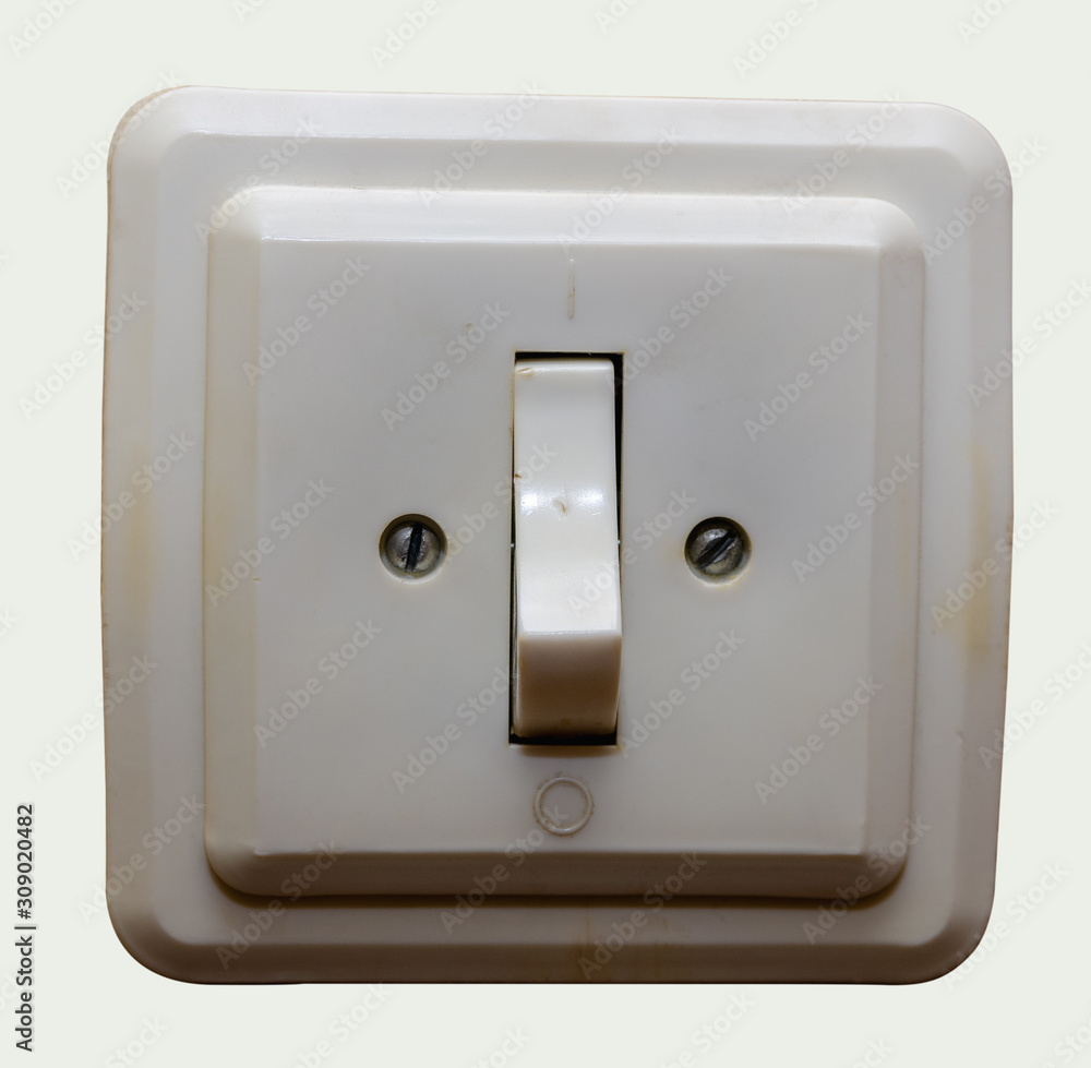 Old wall white switch isolated on white background Old wall white switch isolated on white background