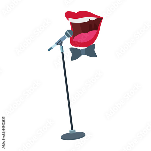 microphone stand and comedian mouth icon