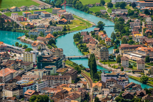 Aerial landscape of Interlaken city photo