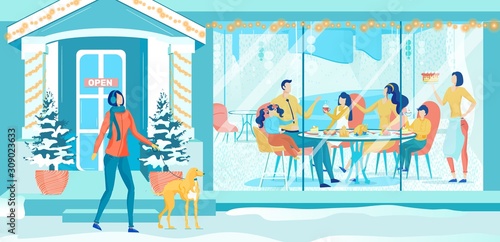 Family Winter Get Together in Local Restaurant