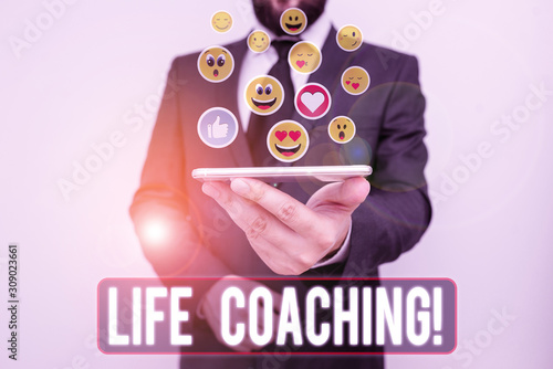 Writing note showing Life Coaching. Business concept for demonstrating employed to help showing attain their goals in career